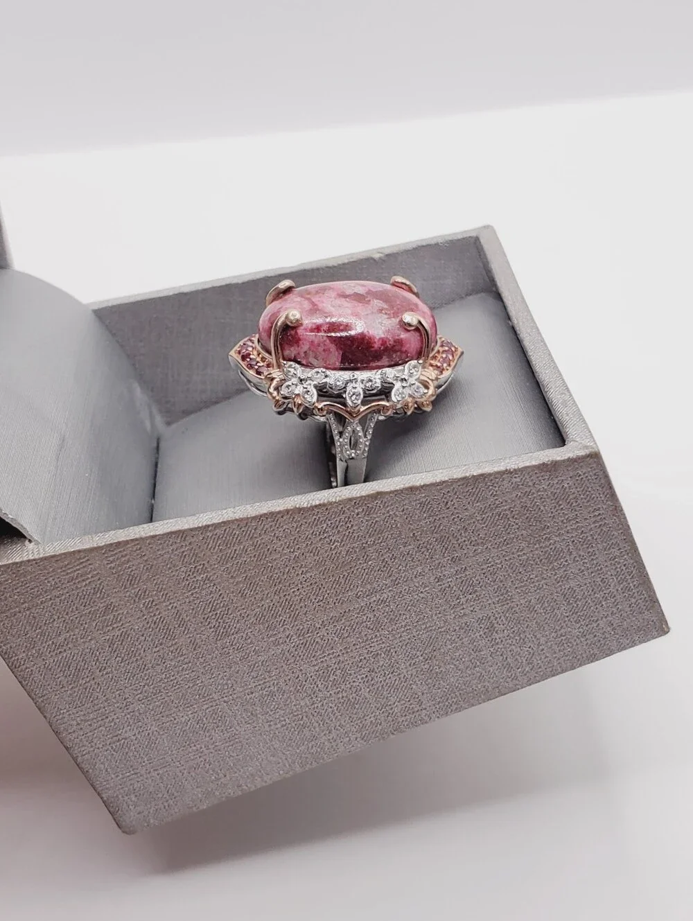 Norwegian Thulite Rose Gold - Platinum - 925 Sterling Silver Statement Ring